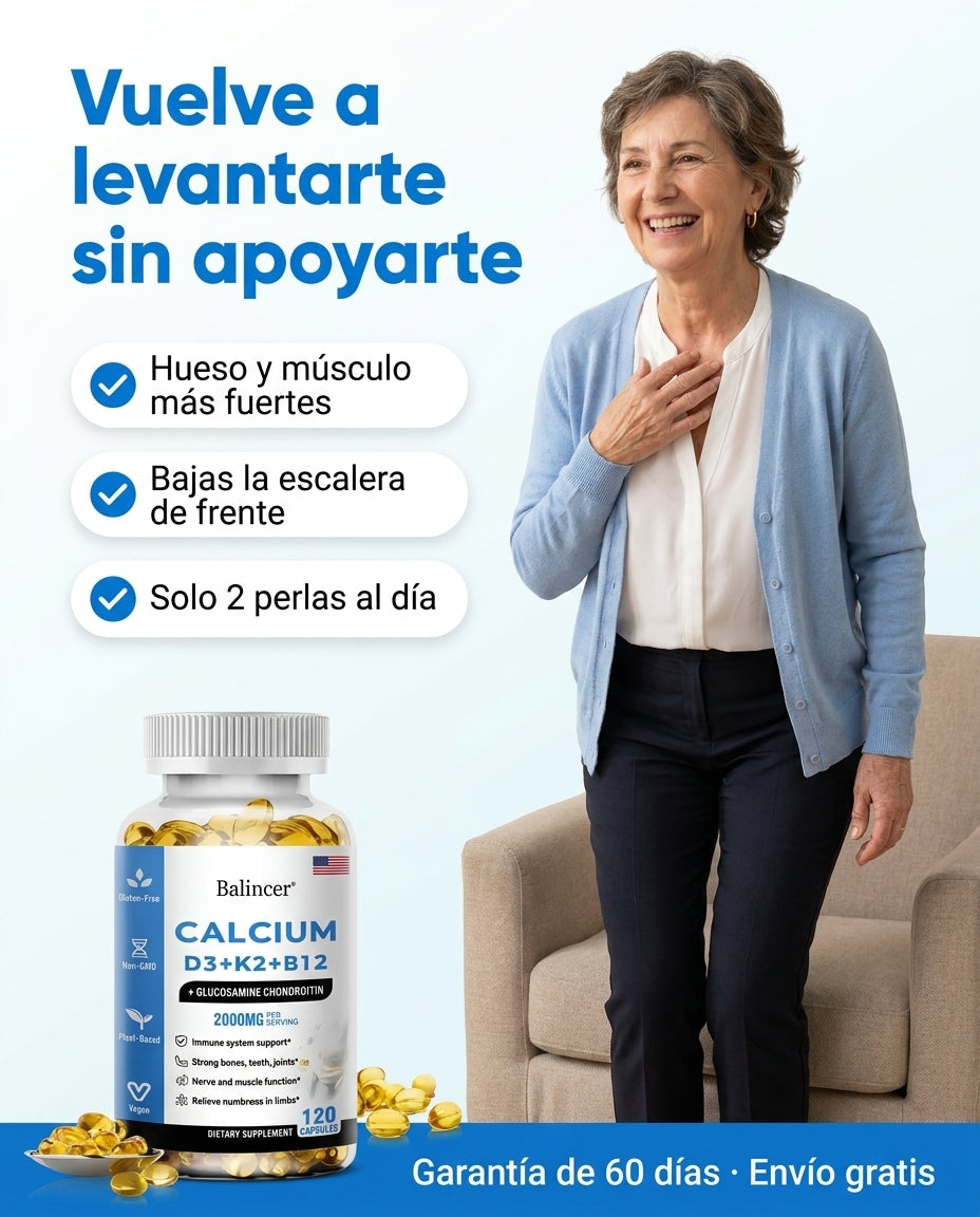 Vuelve a levantarte sin apoyarte con Calcio + D3 + K2